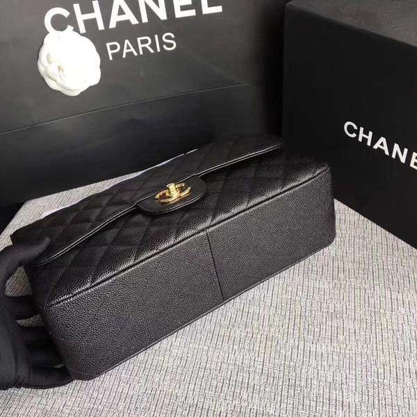 Chanel Flap Shoulder Bags Black Original Calfskin Leather CF1113 Gold