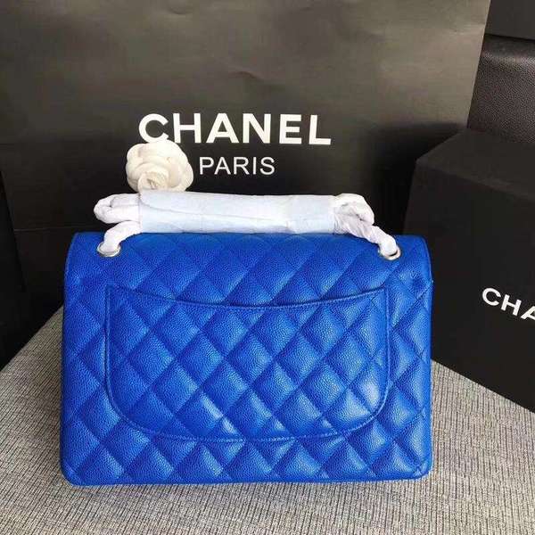 Chanel Flap Shoulder Bags Blue Original Calfskin Leather CF1113 Silver