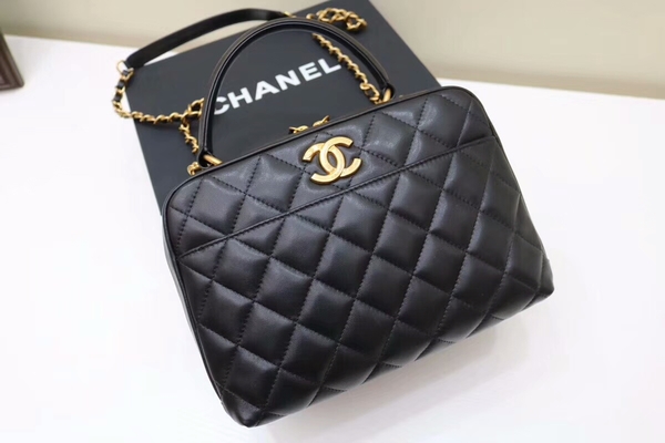 Chanel Tote Bag Black Original Sheepskin Leather A92239 Gold