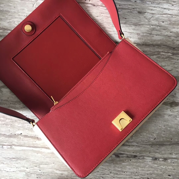 Celine FRAME Calfskin Leather Shoulder Bag 43343 Red&Camel