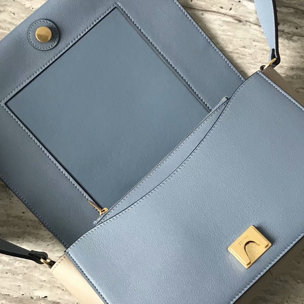 Celine FRAME Calfskin Leather Shoulder Bag 43343 Skyblue&Grey