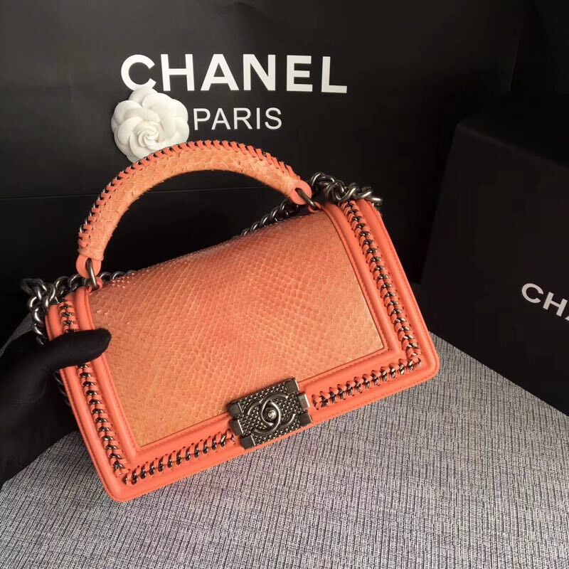 Chanel Le Boy Original Leather Bag 90097 Orange