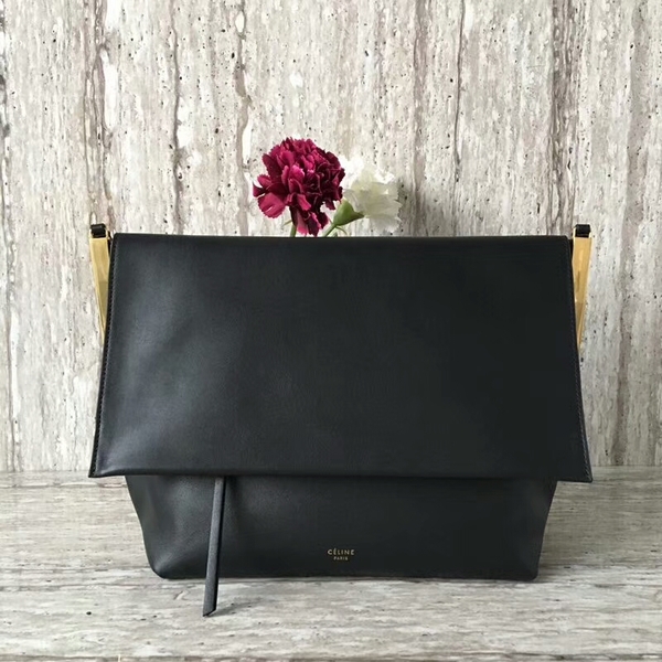 Celine Cabas Clamp Bags Sheepskin Leather 90054 Black