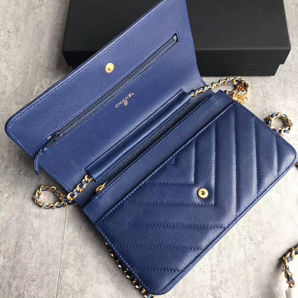 Chanel Owl Pendant Flap Shoulder Bag Calfskin Leather A33814 Blue