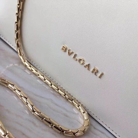 BVLGARI Serpenti Forever Original Calfskin Leather Shoulder Bag BS6998 White