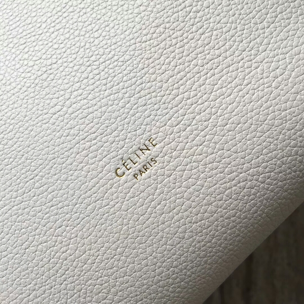 Celine Cabas Phantom Bags Lichee Pattern Leather 77426 White