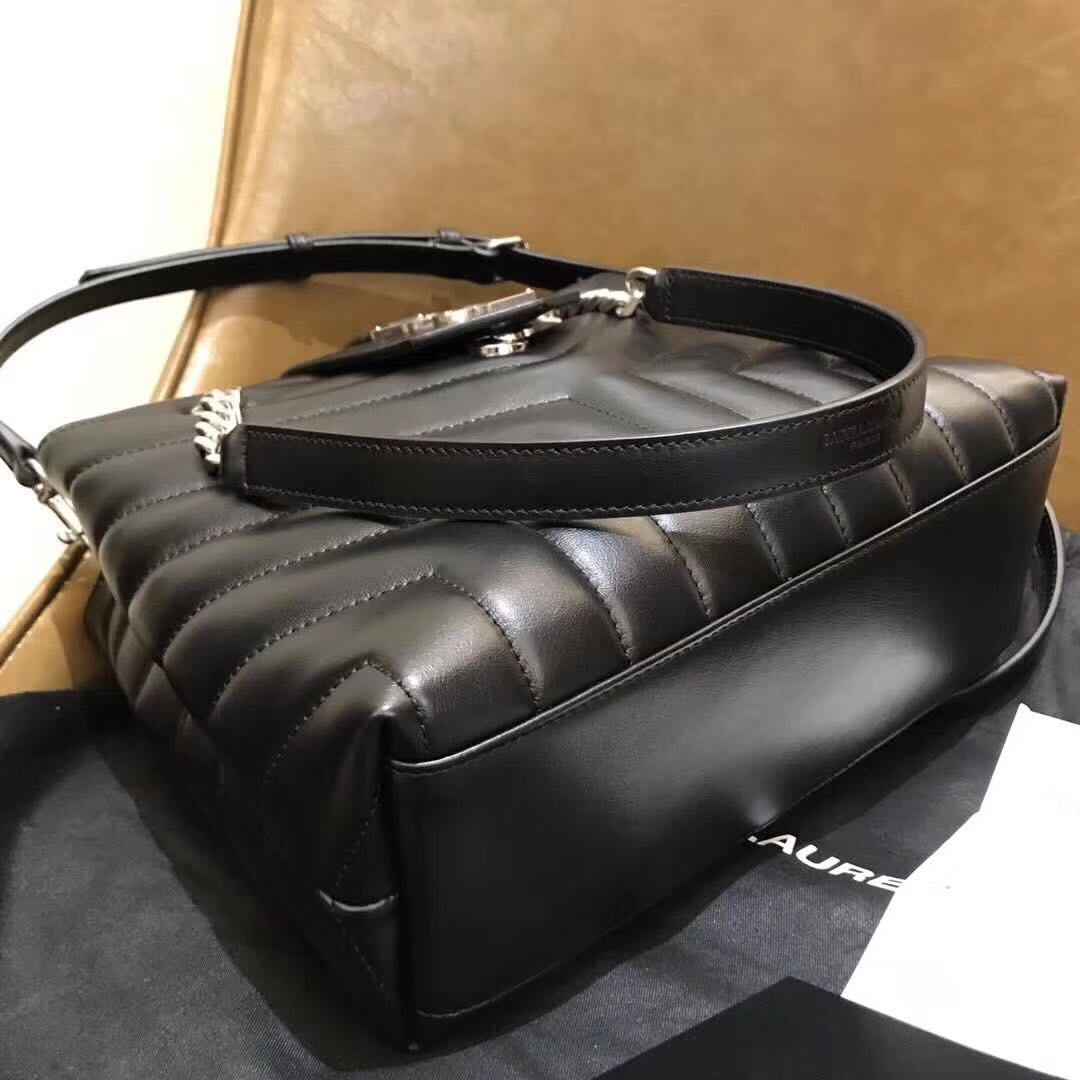 Saint Laurent Small Classic Monogramme Leather Flap Bag Y2808 black