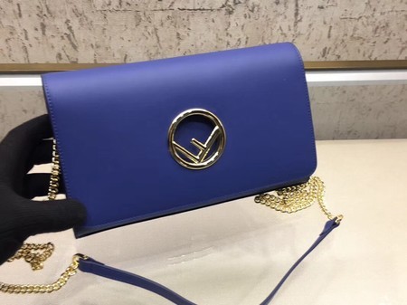 Fendi Calfskin Leather Flap Shoulder Bag 3326 Blue