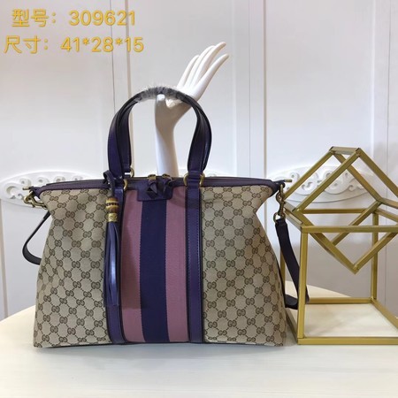 Gucci GG Supreme Canvas Tote Bag 309621 Purple