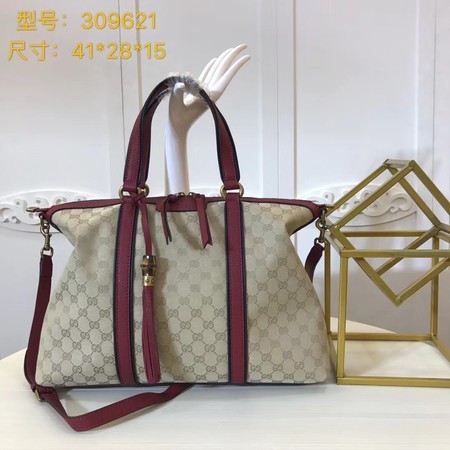 Gucci GG Supreme Canvas Tote Bag 309621 Red