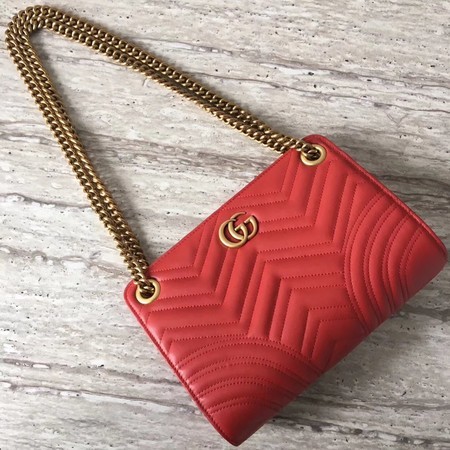 Gucci Marmont Ophidia Calfskin Leather Shoulder Bag 505033 Red