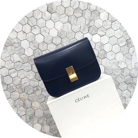 Celine Classic Box Flap Bag Original Calfskin Leather 5698 Dark Blue