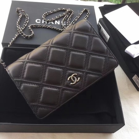 Chanel Clutch Bag Original Sheepskin Leather 7077 Black