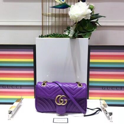 Gucci GG Marmont Sheenskin Shoulder Bag 443497A purple