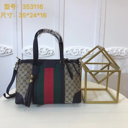 Gucci GG Supreme Canvas Tote Bag 353116 Coffee