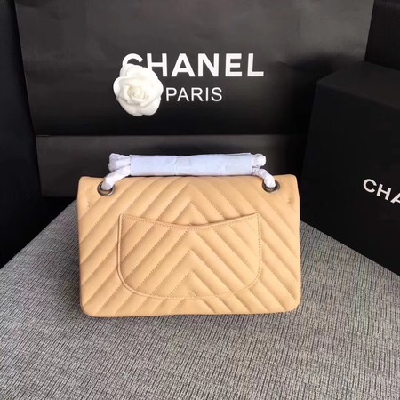 Chanel Flap Shoulder Bag Apricot Original Sheepskin Leather CF1112V Silver