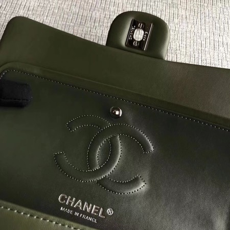 Chanel Flap Shoulder Bag Green Original Sheepskin Leather CF1112V Silver