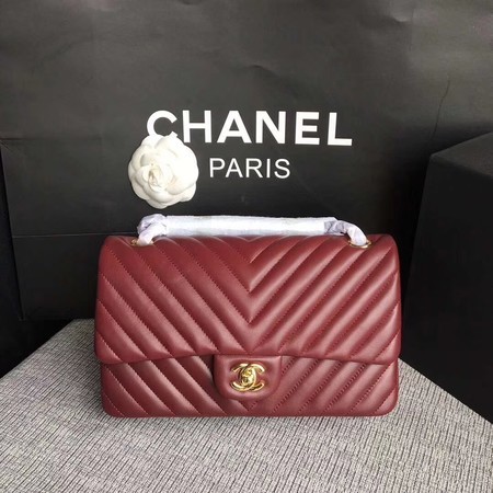 Chanel Flap Shoulder Bag Wine Original Sheepskin Leather CF1112V Gold