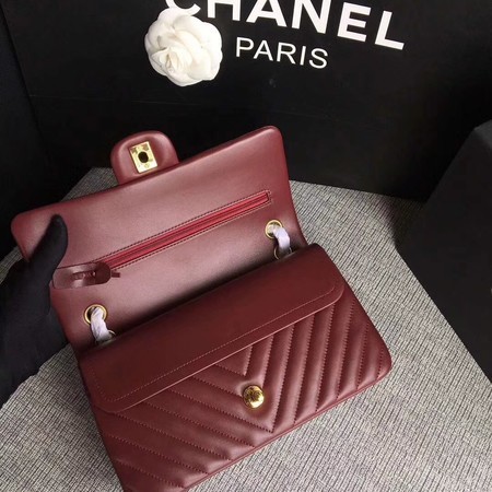 Chanel Flap Shoulder Bag Wine Original Sheepskin Leather CF1112V Gold