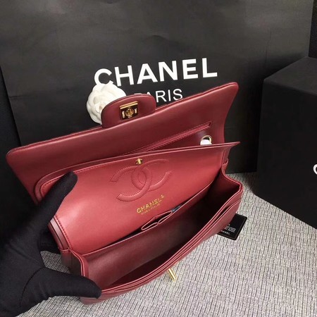 Chanel Flap Shoulder Bag Wine Original Sheepskin Leather CF1112V Gold