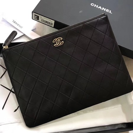 Chanel Original Sheepskin Leather Cluth Bag 7081 Black