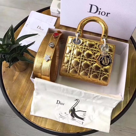 Dior Lucky Badges Original Sheepskin Leather Bag 88034 Gold