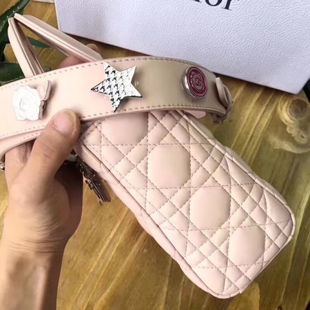 Dior Lucky Badges Original Sheepskin Leather Bag 88034 Pink