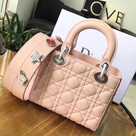 Dior Lucky Badges Original Sheepskin Leather Bag 88034 Pink