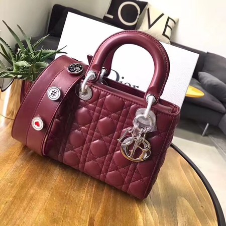 Dior Lucky Badges Original Sheepskin Leather Bag 88034 Red