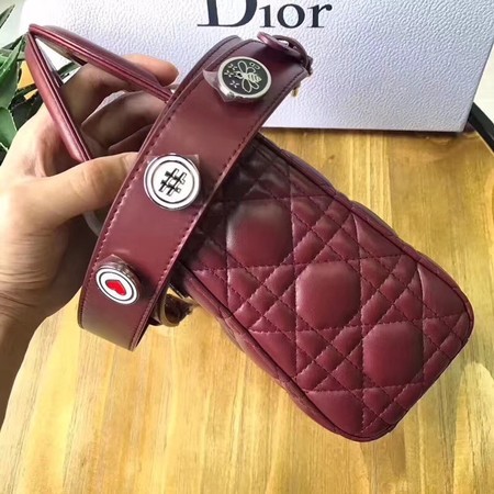 Dior Lucky Badges Original Sheepskin Leather Bag 88034 Red