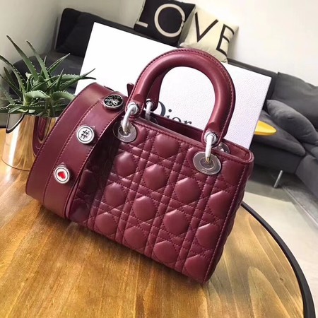 Dior Lucky Badges Original Sheepskin Leather Bag 88034 Red