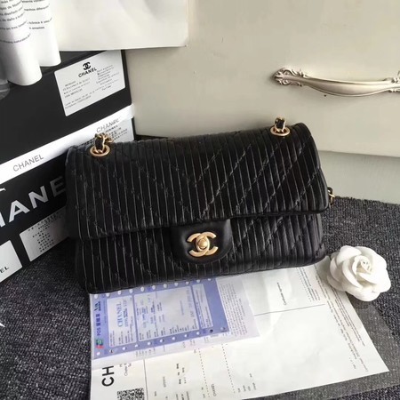 Chanel Goat Veins Shoulder Bag 1112C Black