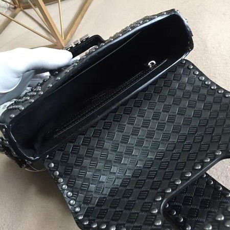 Dior D-Fence Saddle Bag in Studded Calfskin M6501 Black