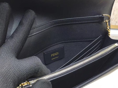 Fendi KAN I F Shoulder Bag Original Leather F3326 Black