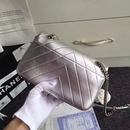 Chanel Original Lambskin Leather Flap Shoulder Bag CF3695 Silver