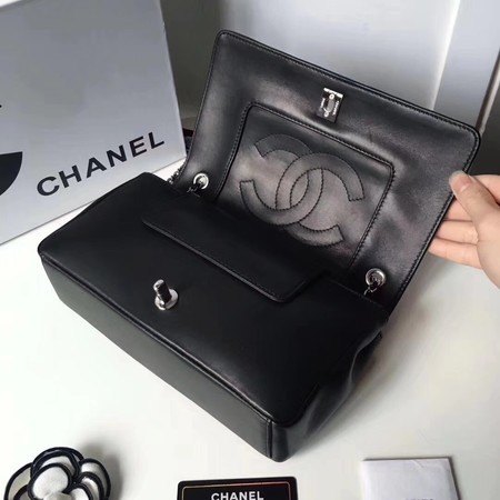 Chanel V Veins Calfskin Leather Flap Shoulder Bag 5692 Black