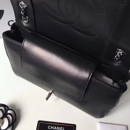 Chanel V Veins Calfskin Leather Flap Shoulder Bag 5692 Black