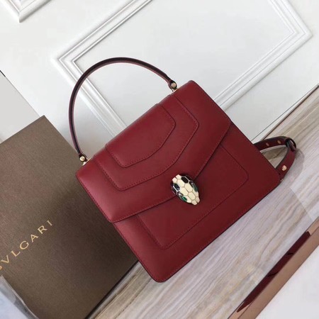 BVLGARI Original Calfskin Leather Tote Bag 3781 Red