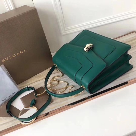 BVLGARI Original Calfskin Leather Tote Bag 3782 Green