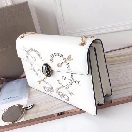 BVLGARI Serpenti Forever Calfskin Leather Shoulder Bag 3779 Offwhite