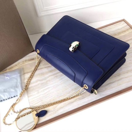 BVLGARI Serpenti Forever Original Calfskin Leather Shoulder Bag 3780 Blue