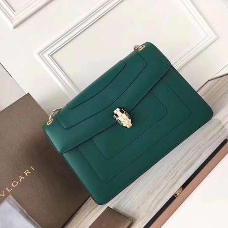 BVLGARI Serpenti Forever Original Calfskin Leather Shoulder Bag 3780 Green