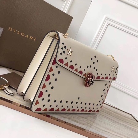 BVLGARI Serpenti Forever Original Calfskin Leather Shoulder Bag 3783 Offwhite