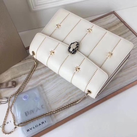 BVLGARI Serpenti Forever Original Calfskin Leather Shoulder Bag 3788 Offwhite