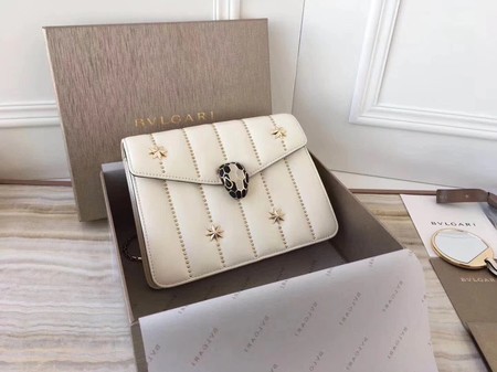 BVLGARI Serpenti Forever Original Calfskin Leather Shoulder Bag 3789 Offwhite