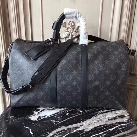 Louis Vuitton Monogram Eclipse Canvas KEEPALL 41418 LF Black