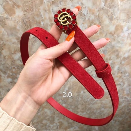 Gucci 2CM Leather Belt 414521 Red