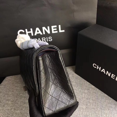 Chanel Flap Shoulder Bag Black Original Calfskin Leather 277 Silver