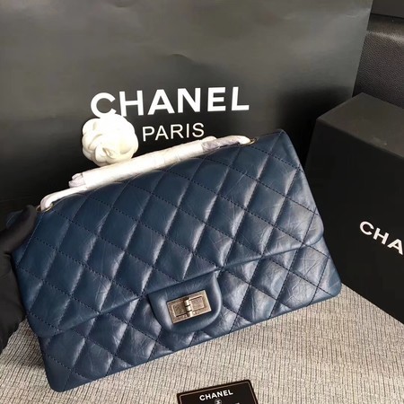 Chanel Flap Shoulder Bag Blue Original Calfskin Leather 277 Silver