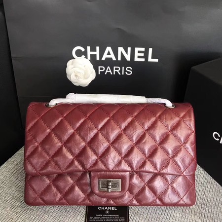 Chanel Flap Shoulder Bag Wine Original Calfskin Leather 277 Silver